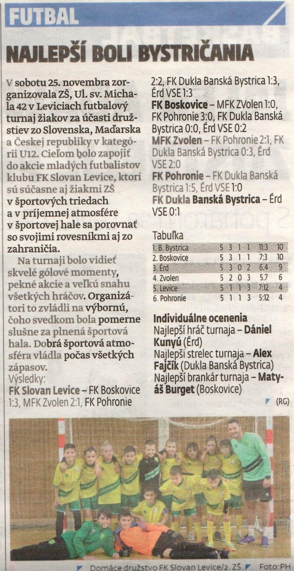 Článok v regionálnych novinách o futbalovom turnaji - Obrázok 1