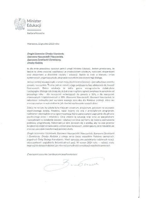 List Minister Edukacji Narodowej - Obrazek 1