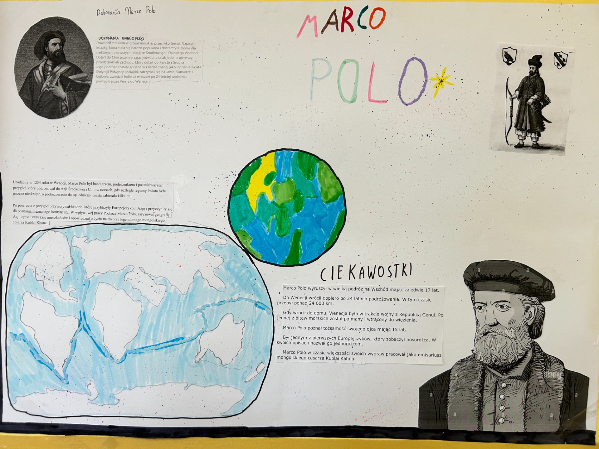 Projekt edukacyjny wykonany w grupach przez uczniów klasy V A. Projekt z przedmiotu geografia - Wielcy Odkrywcy - Marco Polo. 