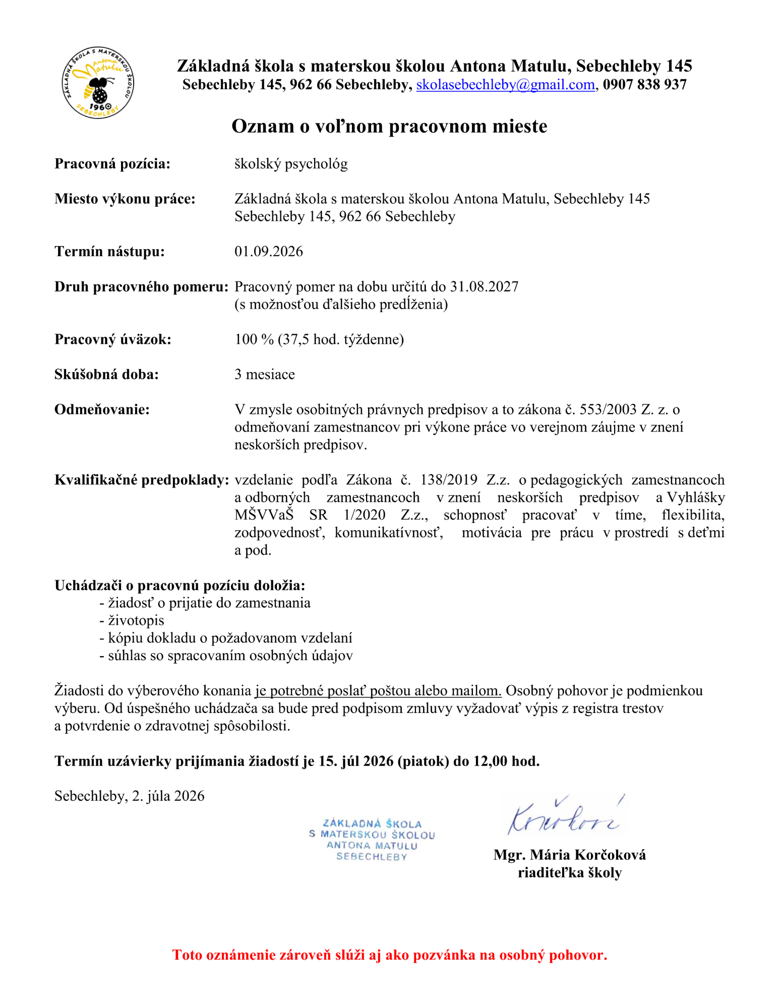 Hľadáme školského psychológa - Obrázok 1