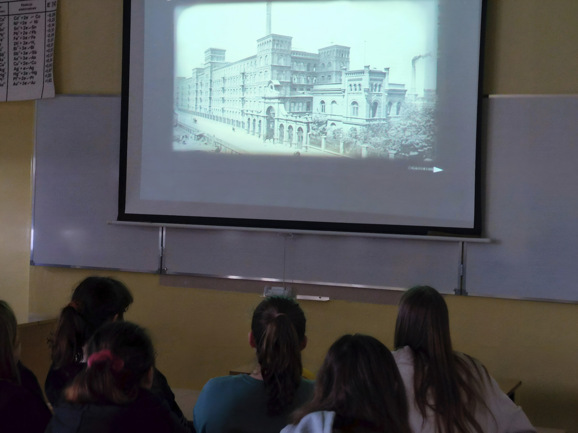 Uczniowie Bytnarówki oglądający film o żydowskich mieszkańcach Łodzi