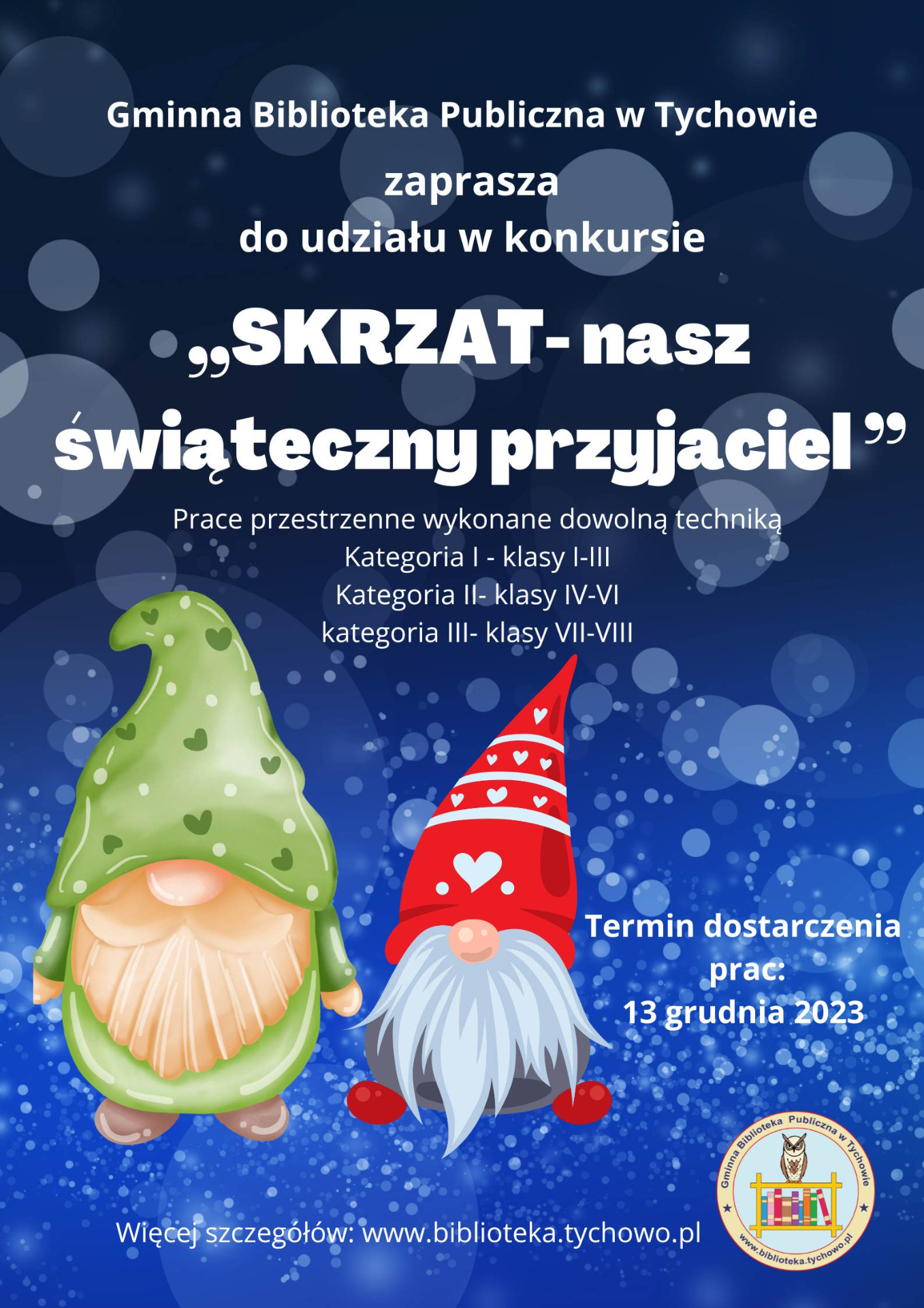 Plakat promujący konkurs plastyczny Skrzat- nasz świąteczny przyjaciel